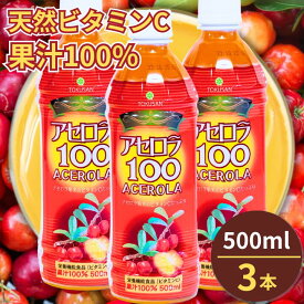 アセロラ100　500ml×3本セット　アセロラ　ビタミンC　ポリフェノール　ドリンク　ジュース　沖縄　土産　人気　定番 贈り物　ギフト　無添加　アセロラジュース