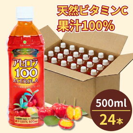 アセロラ100　500ml×24本セット　アセロラ　ビタミンC　ポリフェノール　ドリンク　ジュース　沖縄　土産　人気　定番 贈り物　ギフト　無添加　アセロラジュース