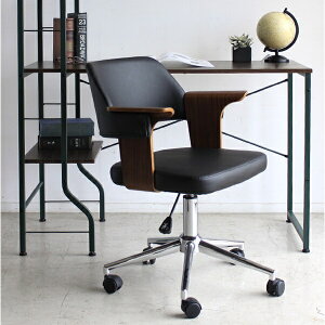 デスクチェア オフィスチェア 肘付き パソコンチェア ワークチェア キャスター付き 疲れない デスクチェアー 曲木 椅子 木製 チェア チェアー 椅子 レトロ モダン ブラック 疲れにくい 北欧