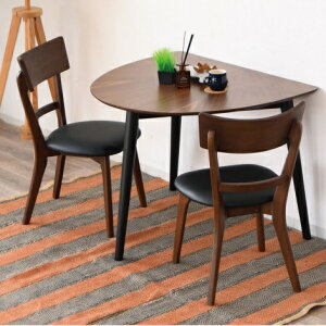 ダイニングテーブルセット 半円 3点セット 2人掛け 壁ピタ 木製 半円テーブル 2人用 食卓テーブル ウォールナット突板 オーク突板 食事 リビング 北欧 おしゃれ