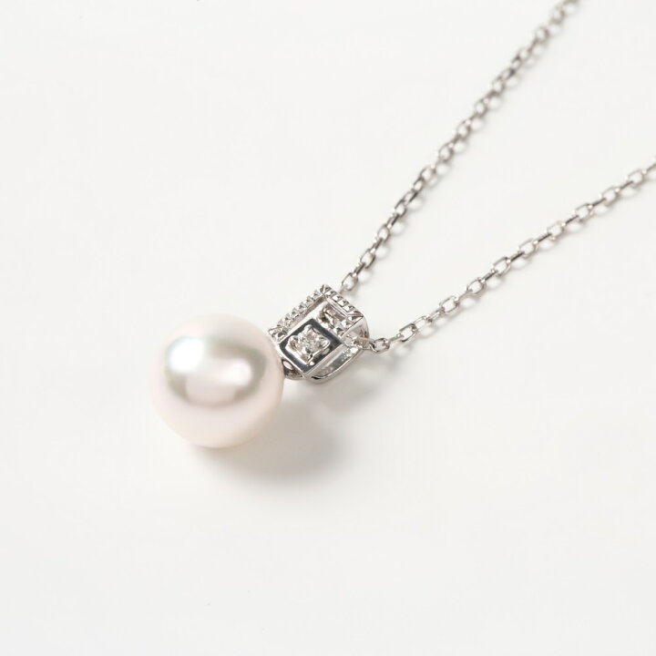 楽天市場】真珠 ペンダント ネックレス パール 7mm ダイヤ 0.01ct 