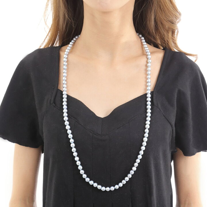 楽天市場】パール ネックレス ロング 本真珠 バロックパール 7-8mm  