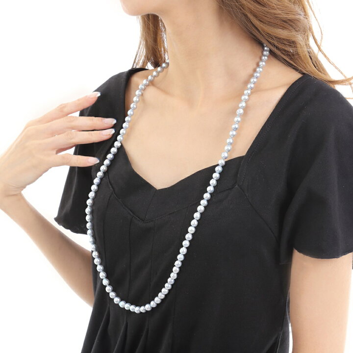 楽天市場】パール ネックレス ロング 本真珠 バロックパール 7-8mm  