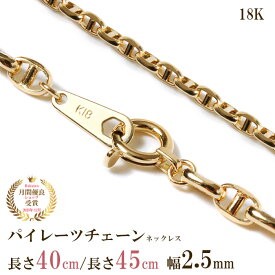 スカルチェーン ネックレス チェーン だけ 40cm 45cm 幅2.5mm ゴールド 金 K18 18金 18K 刻印あり イエローゴールド つけっぱなし シンプル 貴金属 アレルギー フリー 交換 地金 スカル パイレーツ チェーンのみ