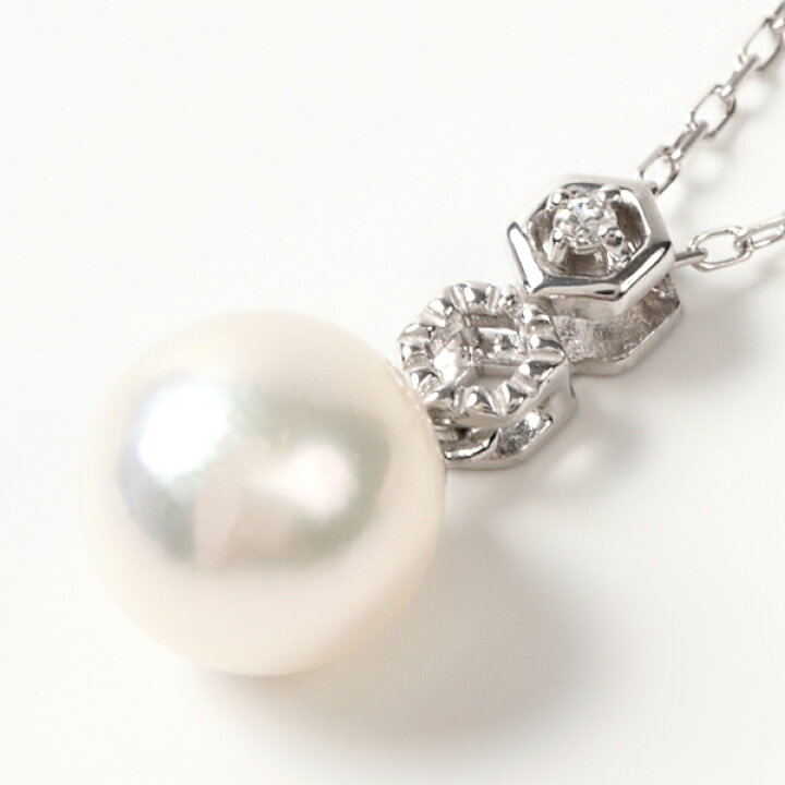 楽天市場】真珠 ペンダント ネックレス パール 7mm ダイヤ 0.01ct 