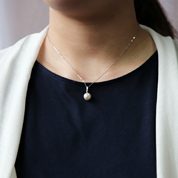 楽天市場】パール ネックレス 一粒 18K ペンダント ダイヤモンド 