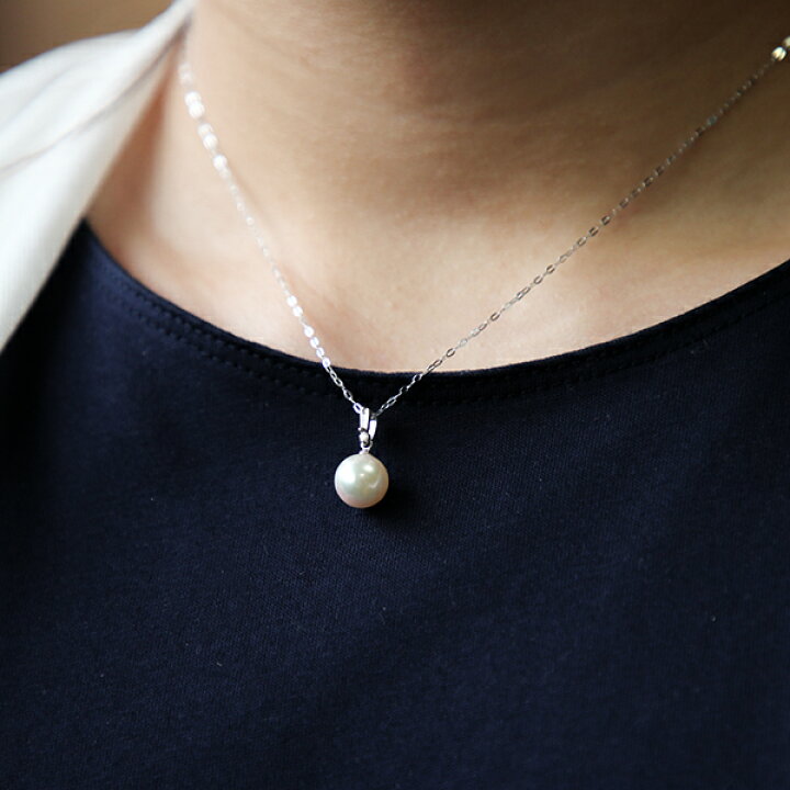 楽天市場】パール ネックレス 一粒 18K ペンダント ダイヤモンド  
