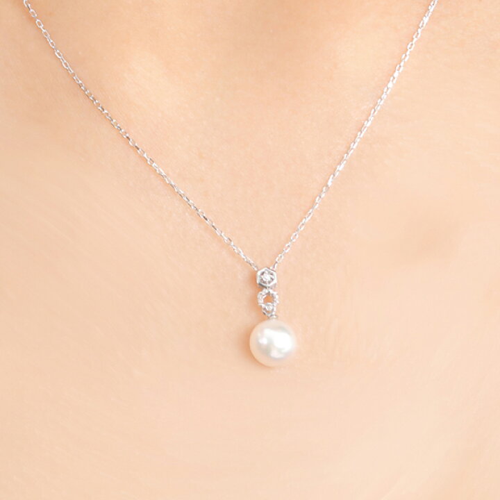 楽天市場】真珠 ペンダント ネックレス パール 7mm ダイヤ 0.01ct 