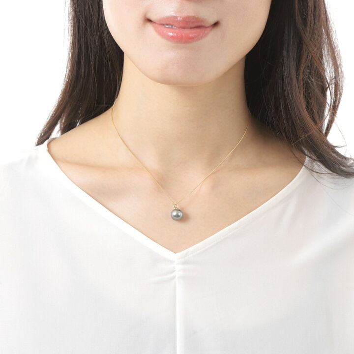 楽天市場】ネックレス 南洋真珠 黒蝶真珠 ブラックパール 10mm 一粒 