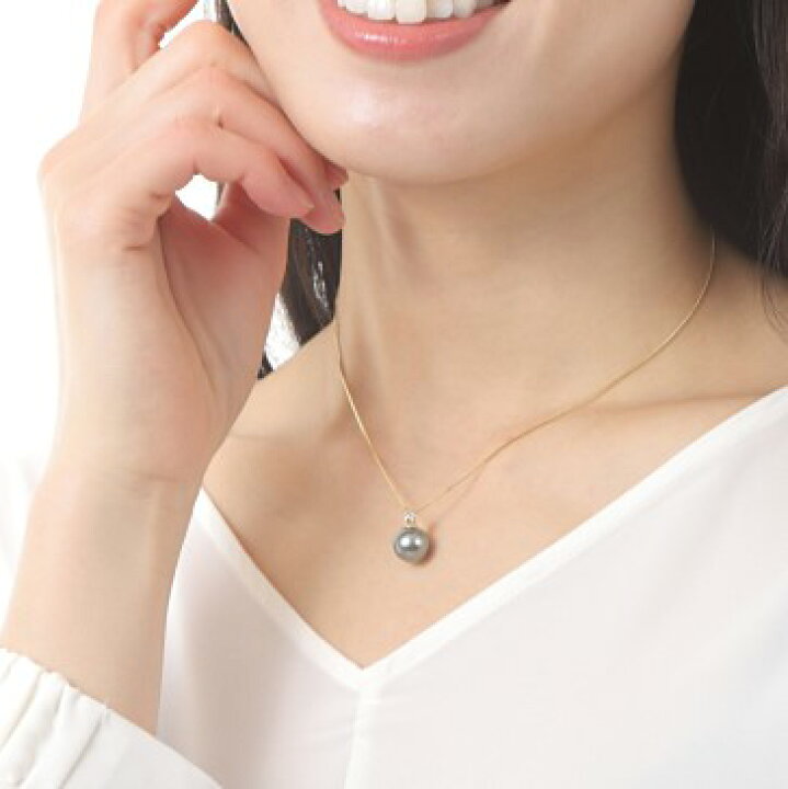 楽天市場】ネックレス 南洋真珠 黒蝶真珠 ブラックパール 10mm 一粒 