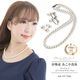 パール ネックレス ピアス セット 真珠 イヤリング ケース 金属アレルギー 安心 k14 14k 14金 シルバー925 レディース シンプル 仕事 フォーマル 式典 結婚式 冠婚葬祭 アコヤ 伊勢 日本製 あこや真珠 6.5-7mm 本真珠 誕生日 ギフト プレゼント 宝石鑑別書