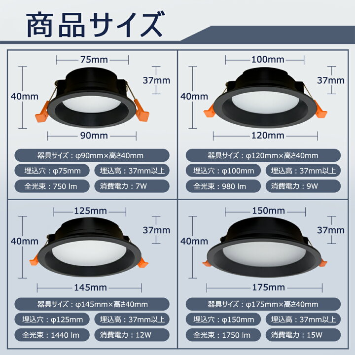 楽天市場】【楽天1位常連／2年保証特典】LEDダウンライト 75φ 100φ 