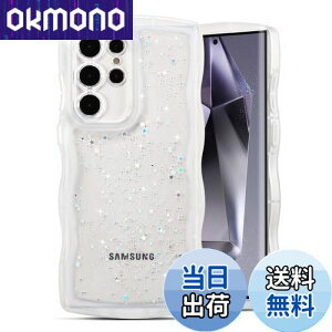 QLTYPRI Galaxy S24 Ultra ケース クリア TPU カバー ウェーブ おしゃれ 韓国 可愛い ウェーブ グリッター 透明 薄型 軽量 耐衝撃 滑り止め (SC-52E / SCG26) スマホケース ワイヤレス充電対応 ストラップ