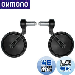 FENRIR ブラック オートバイ バイク バーエンドミラー バイク ミラー レトロ CNC 円形 アルミ にとって M6/M8 ネジ / ハンドルバー内径13-19MM レンズ耐衝撃設計 防眩 まぶしさを防ぐ 広角 曲面率 R12