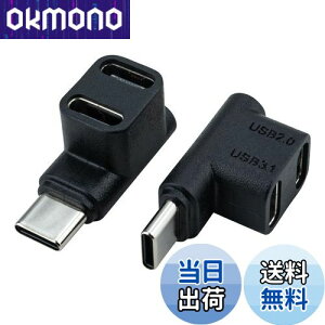 【送料無料】Leehitech USB C 分岐アダプター 10Gbps データ転送 直角 L字型 USB C オス to (USB 2.0 C メス+ USB 3.1 C メス) 1 to 2 分岐変換アダプター 100W/5A 充電電力 4K@60Hzの超クリアな投影 Steam Deck、Switch