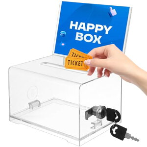 【送料無料】EXCEART アクリルボックス 投票箱 名刺ボックス 募金用の募金箱 名刺ケース 抽選箱 透明 鍵付きアクリル目安箱 提案 ロックとキー付きチップボックス 鍵付きご意見箱 小さな金庫