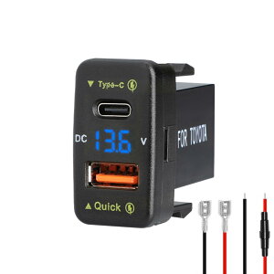 【送料無料】Levigo カーチャジャーUSB PD+QC3.0 急速充電 トヨタ車向け 電源ソケット 2ポート付き スイッチホール LED電圧計表示 12/24V車対応