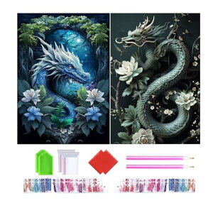 【送料無料】2枚ダイヤモンドアート キット 5D ダイアモンドアート セットドラゴン 塗装全面貼り付けダイアモンドビーズ絵画キット DIY手作り絵画 手芸キット モザイクアート ハンドメイド