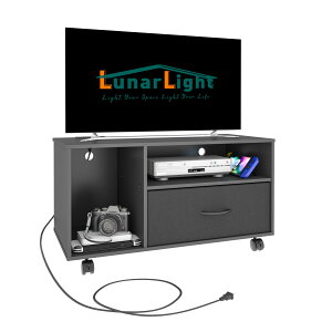 【送料無料】LunarLight テレビ台、テレビボード 、ローボード 、コンセント付き、引き出し付き、多機能収納ボックス、幅80cm奥行38cm高さ45cm 32型 42型テレビ適合 収納 カラーボックス オープン