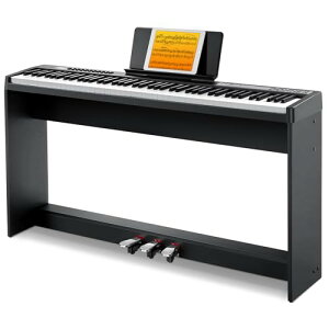 【送料無料】Donner 電子ピアノ 88鍵盤 セット ベロシティセンシティブ鍵 380種音色 128種リズム 初心者 子供 3本ペダル スタンド付き コンパクト 日本語取扱説明書付 DEP-08 黒