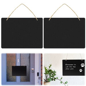 【送料無料】LANJING 2個入 ミニ黒板 ラベルボード ホームデコレーション 店舗サイン ひも掛け黒板 手書きメッセージボード 掛け看板 サインボード 木製