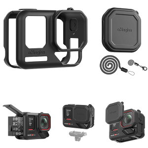 �y���������zInsta360 Ace Pro2�p �P�[�X+�V���R���������Y�J�o�[+�X�g���b�v Ace Pro2�ی�P�[�X �C���X�^Ace Pro2�A�N�Z�T���[ �o�b�e���[�����\ �M�`���� ���C�}�E���g�ƕ��p�\ Ace Pro2 �ی�J