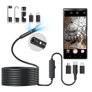 【送料無料】【2025最新型&3-in-1内視鏡】ファイバースコープ DPduct 1920P HD防水工業用内視鏡カメラ 8個高輝度LEDライト マイクロスコープ 7.9mmファイバースコープ 充電不要・WIFI不要 Android4.2/iOS