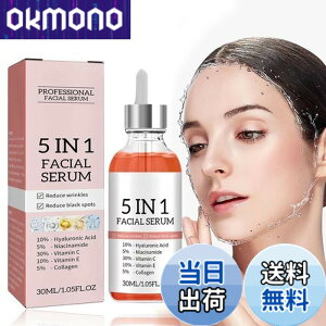 �y���������z5 In 1 Hyaluronic acid Serum, Vitamin C serum for face, Vitamin E, Collagen and Nicotinamide, Vitamin C Serum For Facial Moisturizing, Firming Skin And Even Skin Tone 30ml �F�F�s���N