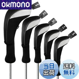 【送料無料】Andux ゴルフ ウッドドライバー ヘッドカバーロングネック 5個セット 460cc対応 MT/MG34 (ブラック)