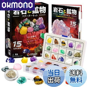 【送料無料】XXTOYS 鉱物標本15種セット 岩石標本&宝石コレクション 天然鉱石付き 鉱石識別チャート付 学習キット 子供向け ギフト