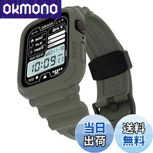 �y���������z[elkson] �A�b�v���E�H�b�` �o���h 45mm 44mm �o���p�[�P�[�X�t�� ���ȃ����Y�o���h Apple Watch SE2 iWatch Series 9 8 7 6 5 4�p, Quattro Pro Series �X�|�[�c�~���^���[�ی�P�[�X �v���e�N�^�[ 