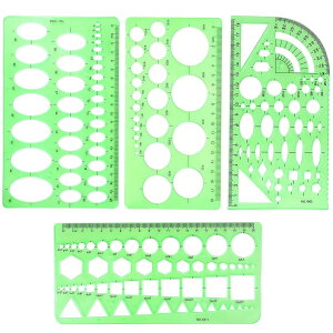 【送料無料】TerraShine 定規 テンプレート 円定 規 製図 定規 デザイン定 規 お絵描き定 規 製 図用三角定 規 計量製図用品 描画テンプレート 透明 多機能 多形 四角 楕円 三角 建築科用 学校教