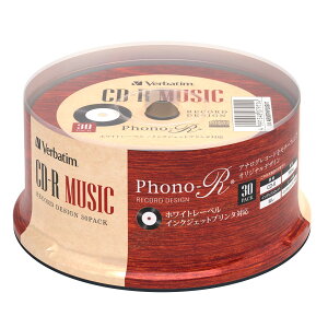 �y���������zVerbatim �o�[�x�C�^�� ���y�p CD-R ���R�[�h�f�U�C�� 80�� 30�� �z���C�g�v�����^�u�� Phono-R (�t�H�m�A�[��) AR80FHP30SV7