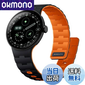 �y���������z[Bandletic] 2026 �V�^ Google Pixel Watch �o���h - Pixel Watch 1�E2�E3�E4 (41mm�E45mm) �Ή� N54���΃o���h �}�O�l�b�g���V���R�� �j�����p �X�|�[�c�p �y�� �F�F�u���b�N/�I�����W�A�T�C�Y�Fpixe