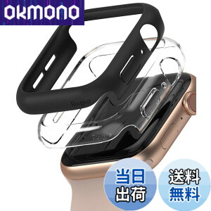 �y���������zJP - Ringke Apple Watch Series 6 / 5 / 4 / SE 40, 44mm Slim �F�FClear & Matte Black (2P)�A�T�C�Y�F[6 / 5 / 4 / SE 44mm]