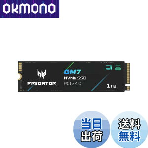 �y���������zAcer Predator M.2 SSD GM7 NVMe2.0 2280 PCIe Gen4x4 ������(�ő�ǂݎ��F7400MB/s�A�ő发�����݁F6500MB/s) ����SSD ���ϋv 3D NAND TLC PS5/PS5 Pro����m�F�ς� ���[�J�[5�N �T�C�Y�F1TB