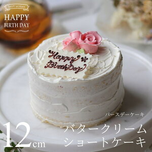【誕生日プレゼント】【バースデーケーキ】 バタークリームショートケーキ 12cm(4号サイズ)(目安:2人、3人、4人用) 送料無料 誕生日ケーキ ショートケーキ スイーツ ギフト プレート付