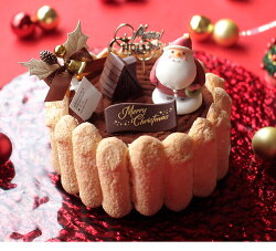 クリスマスケーキ予約2021シャルロット・ショコラノワール15cm（5号サイズ）（目安：4人、5人、6人分）クリスマスパーティーチョコレートケーキチョコムースシャルロット飾りキャラクターかわいいおしゃれ送料無料ハーベストタイム広島