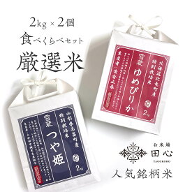 【送料無料】 お米 ギフト 食べ比べ セット 米ギフト 高級米 厳選米 お祝い 内祝い お返し 贈答品｜2kg×2個｜令和5年産｜特別栽培米｜山形県 高畠産 つや姫｜北海道 北竜町産 ゆめぴりか｜雪蔵米 雪蔵保管｜熨斗・ラッピング無料