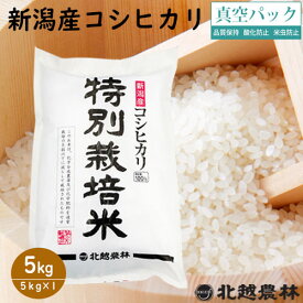 お買い物マラソン★200円クーポン!!新潟産コシヒカリ特別栽培米5kg(5kg×1袋) 真空パック 令和5年産米 5kg 送料無料 こしひかり 新潟 白米 精米 北越農林