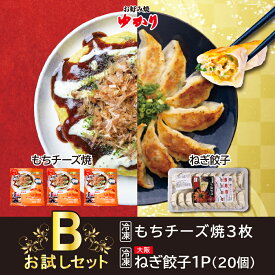 お好み焼ゆかり公式通販ショップ お試しセットB もちチーズ焼3枚 大阪ねぎ餃子20個入1トレー入 冷凍 通販 レトルト レンジ グルメ お取り寄せ 大阪 名物 名産 ギフト お土産 贈答 手軽 簡単 自宅用【楽天ランキング3冠達成】