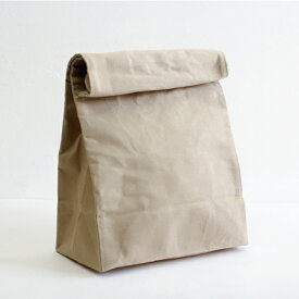 BROWN CANVAS BAG(L)　ナチュラル[ブラウンキャンバスバッグ パラフィン加工 ランチバッグ ダストボックス 紙袋風 収納 整理整頓]☆