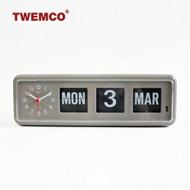 【ポイント最大46倍】【動画あり】TWEMCO[トゥエンコ]カレンダークロック BQ-38 グレー[置時計 壁掛け時計 パタパタカレンダー アナログ時計 レトロ インテリア]☆
