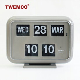 【ポイント最大46倍】【動画あり】TWEMCO[トゥエンコ]デジタルカレンダークロック QD-35 グレー[置時計 壁掛け時計 パタパタカレンダー レトロ インテリア オフィス 店舗 リビング ダイニング]☆