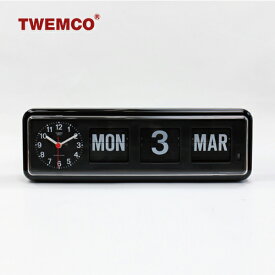 【動画あり】TWEMCO[トゥエンコ]カレンダークロック BQ-38 ブラック[置時計 壁掛け時計 パタパタカレンダー アナログ時計 レトロ インテリア]☆