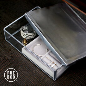 【マラソンP最大47倍】PUEBCO[プエブコ]GLASS BOX WITH RECYCLE STEEL LID【Jewelry Double】[グラスボックスウィズリサイクルスチールリッド ジュエリーケース アクセサリーケース 蓋付ガラスケース 収納 ディスプレイ]☆