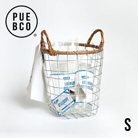 【マラソンP最大47.5倍+10%オフ】【ロングセラー】プエブコ｜ラタントップワイヤーバスケット S【PUEBCO RATTAN TOP WIRE BASKET S】[バスケット 丸 籐 ワイヤー 持ち手付 整理 収納 インテリア]☆