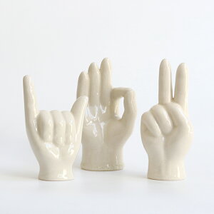 �y100�~�N�[�|���z�z���zDETAIL[�f�B�e�[��]Porcelain Hand Objet �gOK�EPeace�EHang Loose"[�n���h�T�C���I�u�W�F �A�N�Z�T���[�X�^���h �u�� ���� �C���e���A �I�b�P�[ �s�[�X �n���O���[�Y �� �������]