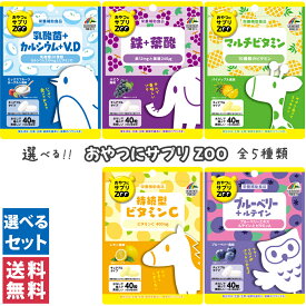 【送料無料(ゆうパケット)】ユニマットリケン おやつにサプリ ZOO 乳酸菌＋カルシウム＋ビタミンD / 鉄＋葉酸 / マルチビタミン / 持続型ビタミンC / ブルーベリー＋ルテイン選べるセット サプリ サプリメント 子供 子ども キッズ キッズサプリ チュアブル