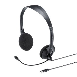 �T�����T�v���C �L���w�b�h�Z�b�g USB Type-C �ڑ� �P��w�����}�C�N �y�� Skype Zoom Teams�Ή� �u���b�N MM-HSTC02BK